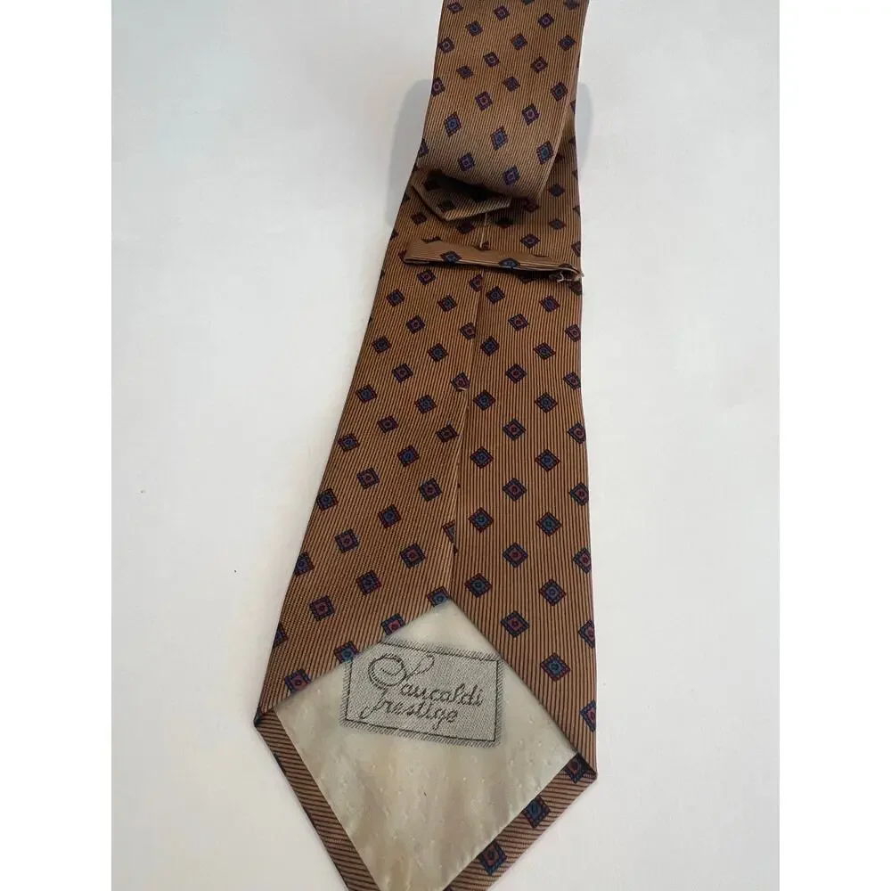 Pancaldi Prestige Made in Italy Men’s Silk Neck Tie Gold Blue SG